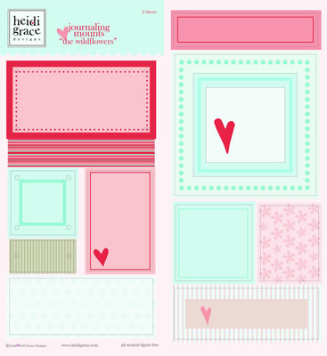 Heidi Grace - The Wildflowers - Chipboard Journaling Mounts with Flocking  (sold in 3's)